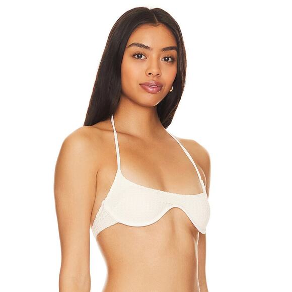 Lovers & Friends Here with You Bikini Top‎ Cream Crochet Underwire Swimsuit Sz L - Picture 1 of 9